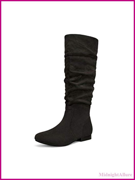 Shoes - Women's Knee High Slouchy Boots Faux Suede Faux Fur Lined Winter